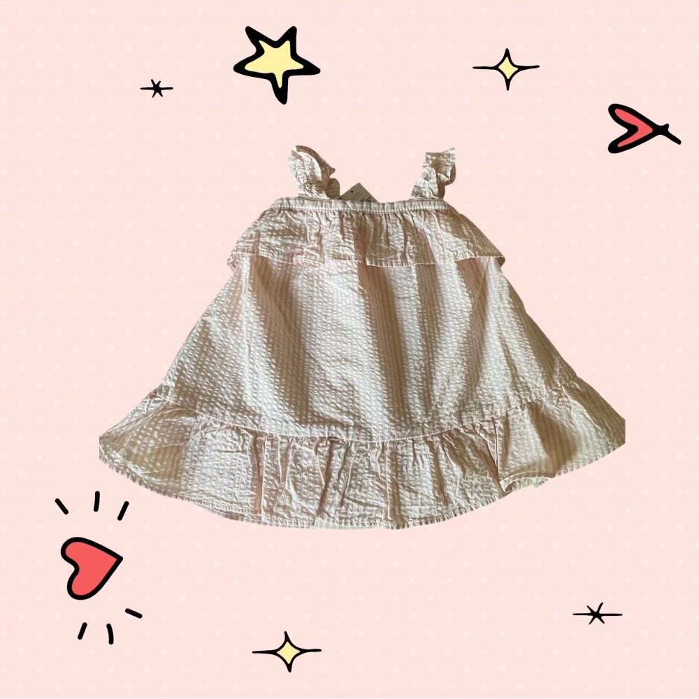Gap Pink Gingham Ruffle Dress 3-6 months
